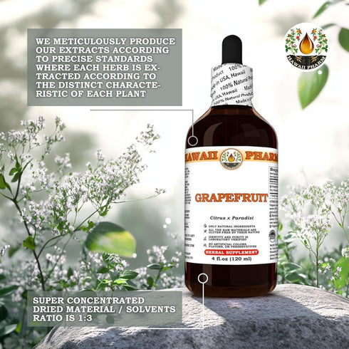 Hawaii Pharm 2 fl.oz Grapefruit (Citrus x Paradisi) Dry Peel Tincture, Made in Hawaii, Raw Materials, All Natural