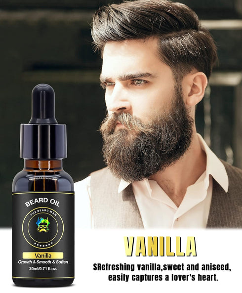 XIKEZAN 5 Pack Beard Oil Set with Sandalwood, Orange, Vanilla, Cedarwood, Christmas Stocking Stuffers for Men