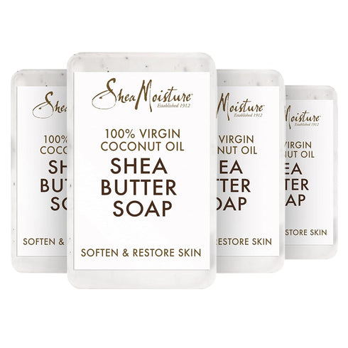 SheaMoisture Shea Butter Soap, 100% Virgin Coconut Oil, Cruelty-Free Skin Care, 8 oz, 4 Count