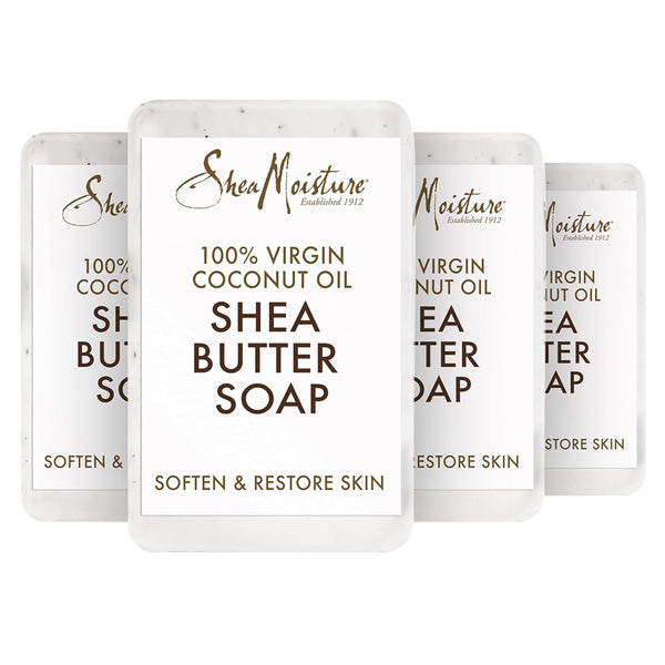 SheaMoisture Shea Butter Soap, 100% Virgin Coconut Oil, Cruelty-Free Skin Care, 8 oz, 4 Count