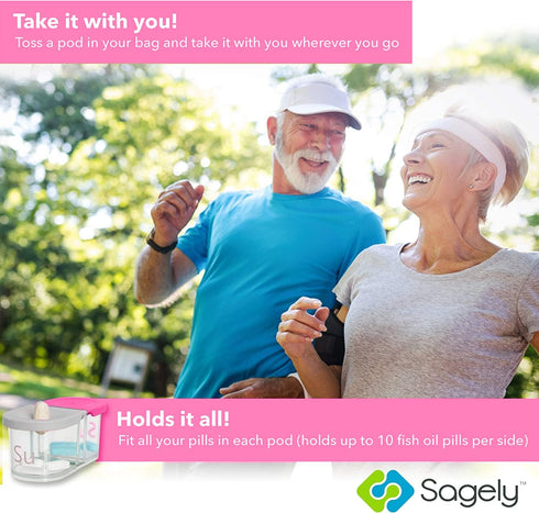 Sagely Smart XL Weekly Pill Organizer AM/PM - Medicine Storage Organizer with Reminder Alarm App (Large Enough to Fit