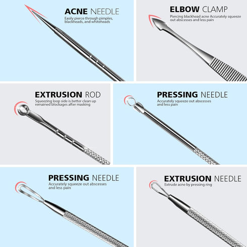 Teenitor 7 in 1 Pimple Popper Tool Kit, Blackhead Remover, Pimple Extractor, Comedone Extractor for Face