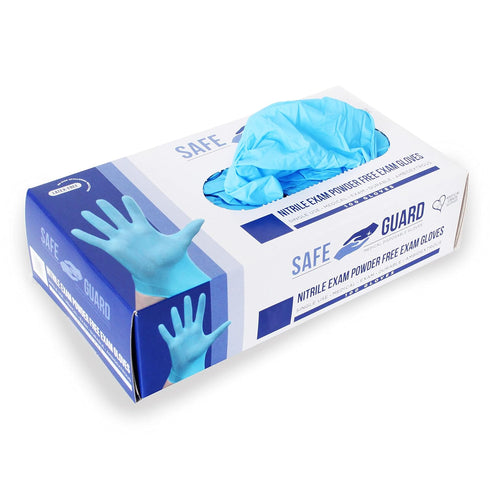 Safeguard Nitrile Disposable Gloves, Powder Free, Food Grade, 100 Pc, Medium