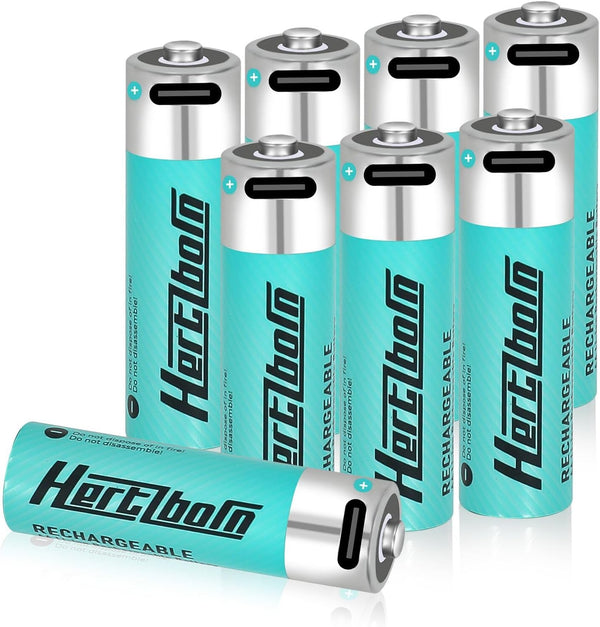 Hertzborn Rechargeable AA Batteries Lithium 2775mWh True Capacity (TV Certified) - True 1.5V