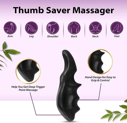 Aromatherapy Lavender Massage Oil with Roller Ball & Thumb Saver Massager, Calming Spa Massage Oil, 10 Fl Oz