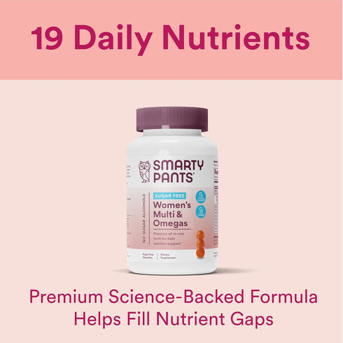 SmartyPants Women's Multivitamin Gummies - 60 Count, Sugar Free with Biotin, Omega 3, Vitamins D3, C, B12, B6, A, K &