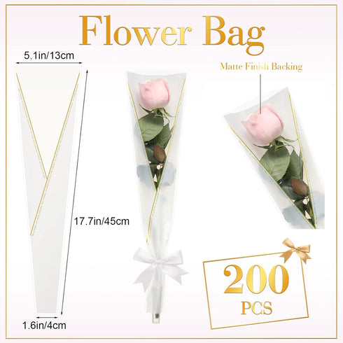 Set 400 Packaging 200 200 Thenshop of Single Rose Sleeve Bulk Valentine Flower Kit Pcs Single Flower Wrapping Bouquet
