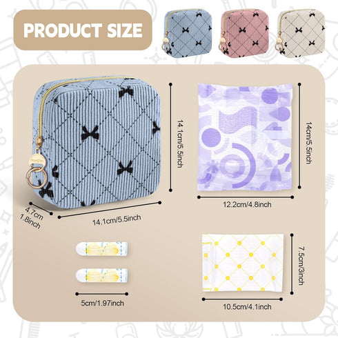 Period Bag for Teen Girls, Corduroy Cute Sanitary Napkin Storage Bag, Menstrual Pad Pouches Tampon Holder for Purse
