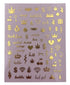 Impressed Authentic 5 Sheets Luxury Nail Art Stickers, 500+ Chrome Gold Customized Nail Decals for Salon Nails
