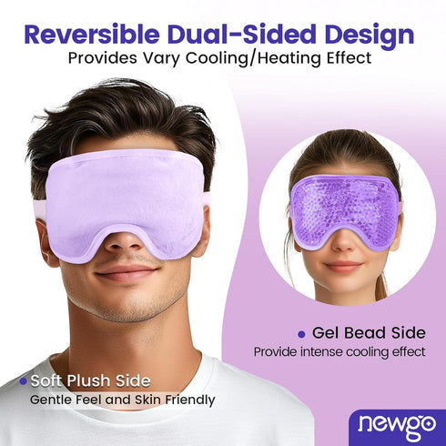 NEWGO Cooling Gel Eye Mask - Reusable Cold Pack for Puffy Eyes, Dark Circles, Stress Relief, Purple
