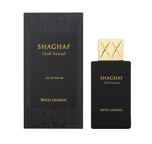 Swiss Arabian Shaghaf Oud Aswad, Luxury EDP Spray Fragrance from Dubai, Long Lasting Signature Aroma, 2.5 Oz