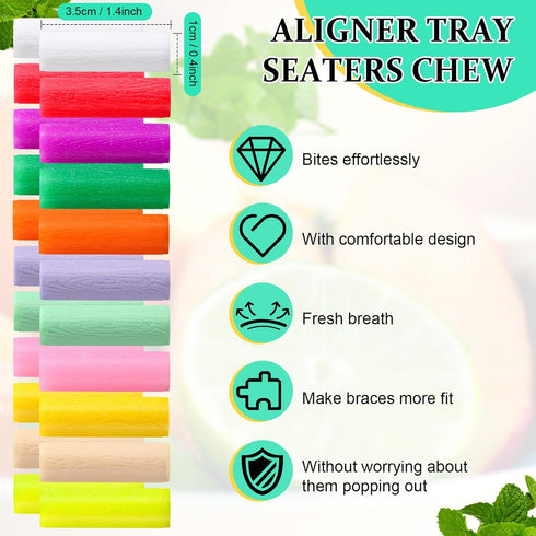 110 Pcs Aligner Chew Orthodontic Chew, Silicone Chompers for Aligner Tray Seaters, 11 Colors and Flavors