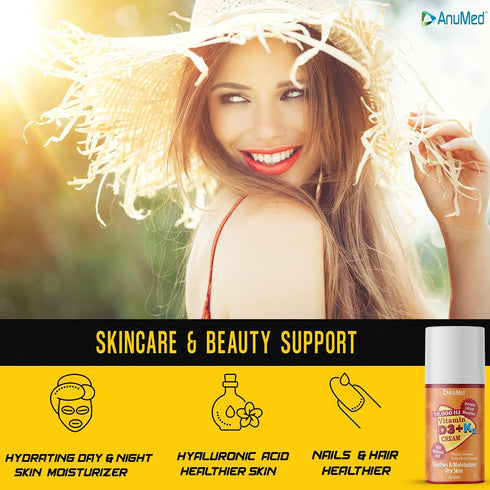 ANUMED Vitamin D3 with K2 10,000 IU Cream + Magnesium + Hyaluronic Acid + Vitamin E - Promotes Stronger Bones, Travel