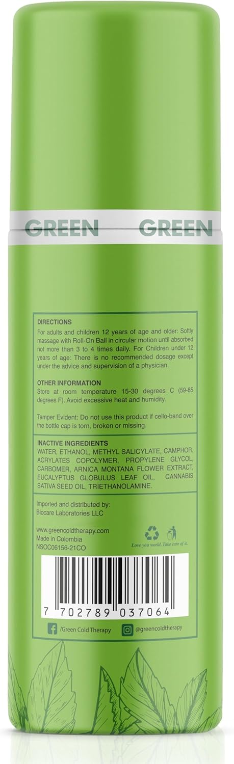 Ross D’Elen Green Menthol Relief and Recovery Roll-On for Pain Relief