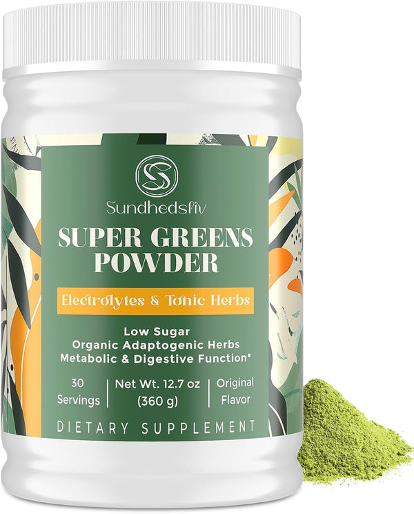 Sundhedsliv Super Greens Powder Superfood + Electrolytes & Tonic Herbs | Organic Greens,