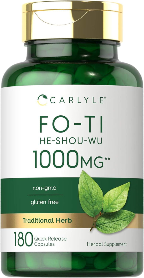 Carlyle Fo-Ti 1000mg | 180 Capsules | He-Shou-Wu Root | Non-GMO, Gluten Free Traditional Herb Supplement