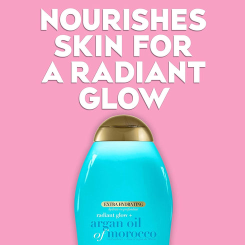 OGX Radiant Glow + Argan Oil of Morocco Body Wash, Moisturizing Gel Cleanser for Dry Skin, 19.5 fl oz