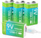 volkate Rechargeable 9V Batteries for Smoke Detector, 4 Pack 1000mAh 9 Volt Lithium