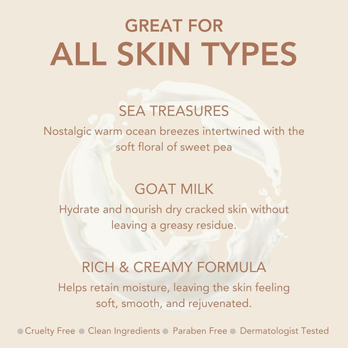 Dionis Goat Milk Skincare Scented Lotion, 8.5 oz, Made in the USA, Cruelty-free & Paraben-free (Sea Treasures)