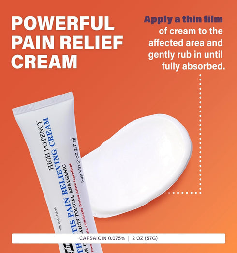 Rugby High Potency Capsaicin Cream - 2 Oz Pain Relief Cream for Arthritis