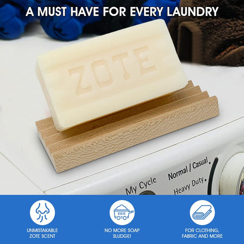 Zote Soap Laundry Clothes Detergent and Soap Dish Bundle, Stylish Addition to Any Laundry Room