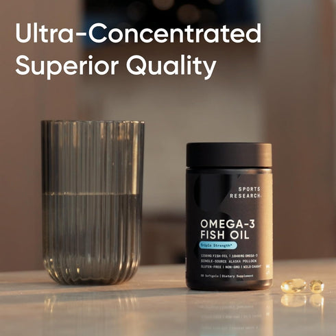 Sports Research Fish Oil Mini-Softgels - Easy to Swallow Omega-3 from Wild Caught Alaska Pollock, 120 Capsules