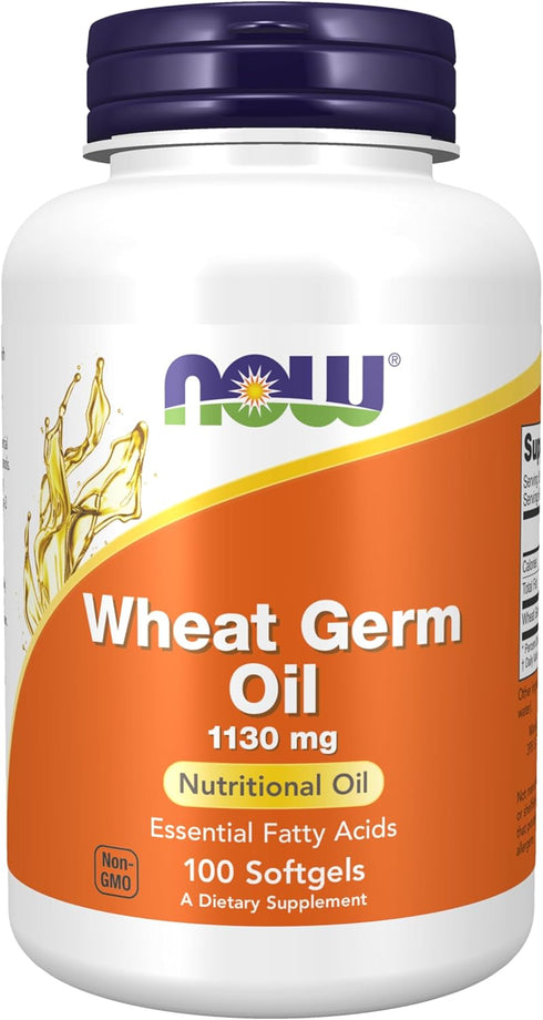 NOW Supplements Wheat Germ Oil 1,130 mg with Essential Fatty Acids | Nutritional Oil | 100 Softgels