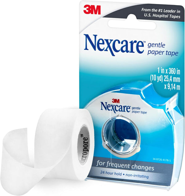 Nexcare Gentle Paper Tape Dispenser, Medical Paper Tape, 1 in x 10 Yds, 1 Dispenser