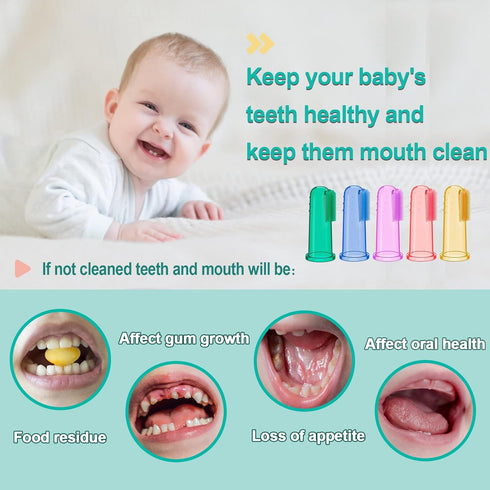Baby Toothbrush Set, 6 Pcs Soft Silicone Finger Toothbrush for Newborns, 0-6 Months, 6-12 Months with Boxes