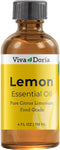 Viva Doria 100% Pure Lemon Essential Oil, Undiluted, Food Grade, Southwest - USA Lemon Oil, 118 mL (4 Fl Oz)