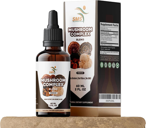 Mushroom Complex Supplement Drops Tincture, Lion's Mane, Reishi, Turkey Tail, Chaga, for
