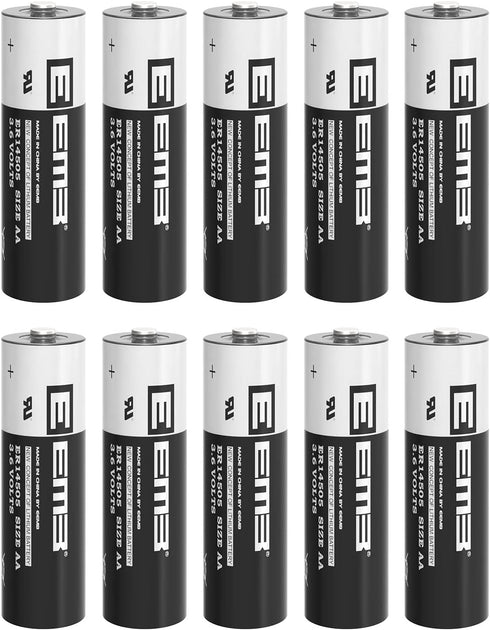 EEMB 10Pack ER14505 3.6V AA Lithium Batteries 2700mAh Li-SOCL2 Non-Rechargeable for Door Gate Sensor Water Meter.