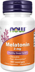 NOW Supplements Melatonin 3 mg, Healthy Sleep Cycle*, 180 Chewable Lozenges