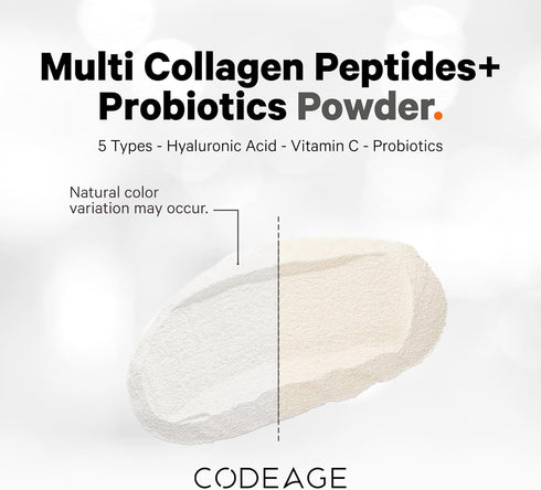 Codeage Multi Collagen Peptides + Probiotics Black Edition, Vitamin C, Hyaluronic Acid Powder Supplement, 10.58oz