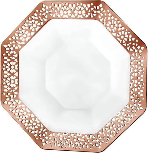 Lacetagon Rose Gold Premium Plastic Octagonal Dessert Bowl - 5 oz. (Packs of 10) - Perfect for Parties, Weddings, and Events by Lillian Collection