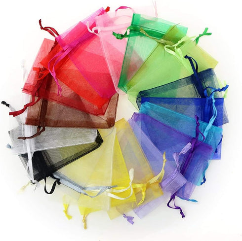 Akstore 50PCS Premium Sheer Organza Gift Bags, 3X4 inch Elegant Jewelry Pouches for Wedding Favors & Decorations