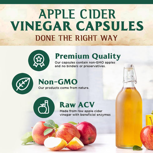 Apple Cider Vinegar Capsules 1877mg - Extra Strength Detox & Cleanse with Vitamin D & Zinc - Premium Vegetarian