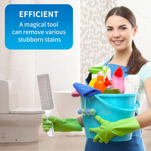 Pumice Stone for Toilet Bowl Cleaning, 2 Piece Pumice Stick with Handle, Cleans Away Limescale, Hard Water Rings