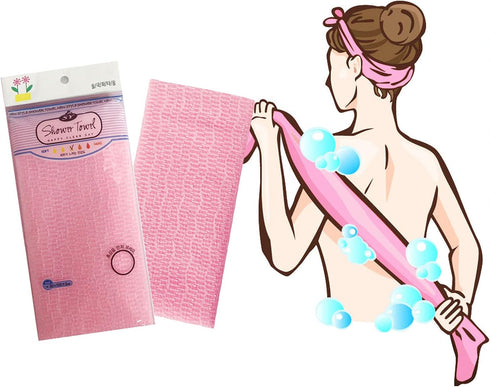Premium Exfoliating Washcloth Towel, 2 Color Mint Pink, Korean Loofah Bath Sponge for Shower by NOPIGO