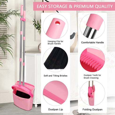 Set, Set Pack 1 Broom and Dustpan Dustpans with Broom Combo for Home, Heavy Dust Broom and Dustpan Combo, Long Handle