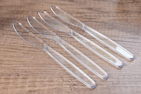 Heavy Duty Plastic Knives, Clear Disposable Party Supply, Pack of 80
