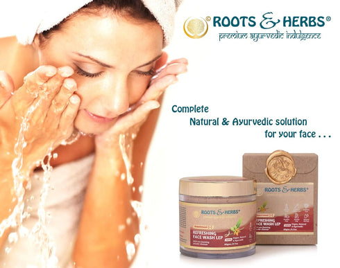 ROOTS AND HERBS Ayurvedic Face Wash Lep - 100% Vegan Refreshing Non-Forming Facial Cleanser (2.11oz)