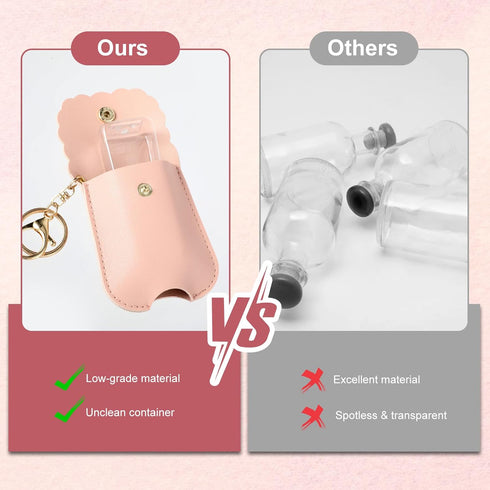 PEOVLVN 2Pcs 60ml Hand Sanitizer Holder Keychain, Portable Leather Sanitizer Travel Size Keychain Hand Sanitizer Case