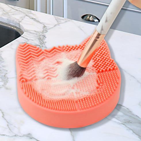 Makeup Brush Cleaning Mat with Drying Holder for Sink, Christmas Silicone Washing Cosmetic Brush Cleaner Pad