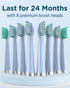 Rtauys M5 Rechargeable Sonic Electric Toothbrush - Power Toothbrush with 8 Brush Heads, Travel Case, Light Blue