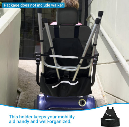 24.4" 25W 11.4D Walker Holder for Mobility Scooters & Power Chairs - Rollator Stand Support Storage Accessories, L x x