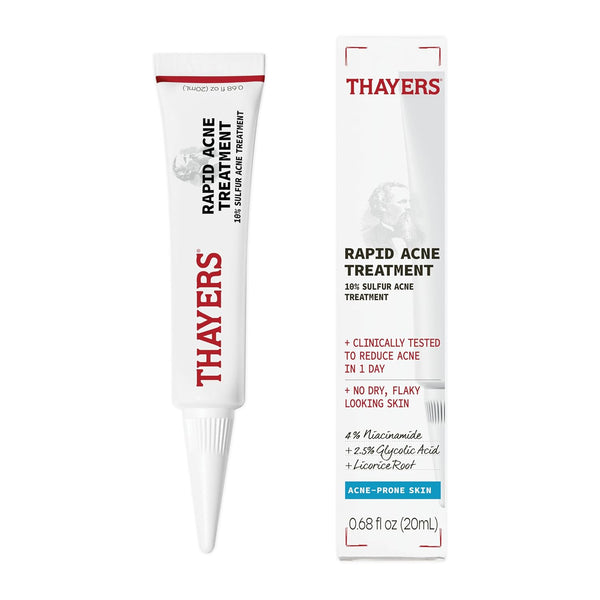 Thayers Rapid Acne Treatment - 10% Sulfur with Niacinamide and Glycolic Acid, Soothing Skin Care (0.68 Fl Oz)
