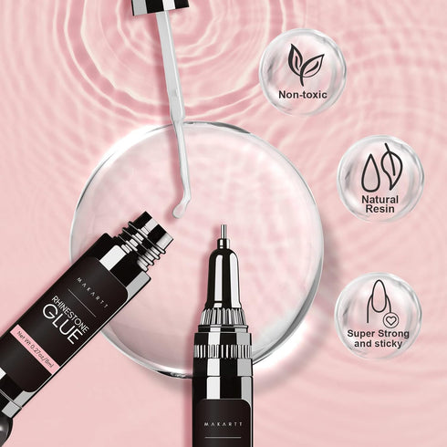 Makartt Nail Rhinestone Glue Gel, Upgrade Gel Nail Glue with Brush & Pen Tip, Super Strong Adhesive for Nail Charms