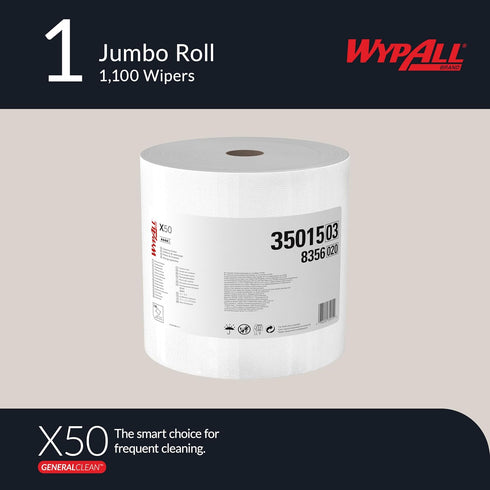X50 9 4/5 13 2/5, 1100/Roll Cloths, Jumbo Roll, x White