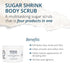 Visha Skincare 4 in 1 Sugar Shrink Body Scrub, Multi-tasking Exfoliating All Over Body Scrub for Smooth and Soft Skin, Helps Reduce the Appearance of Cellulite, Shrinks and Tightens 10oz